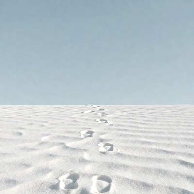 Footprints in Snowy Dunes