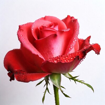 Red Rose with Dew Drops