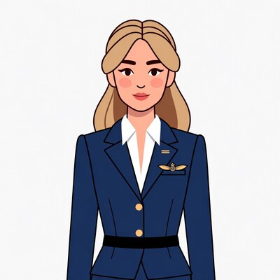 Blonde flight attendant illustration
