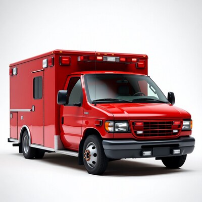 Red Ambulance on White Background