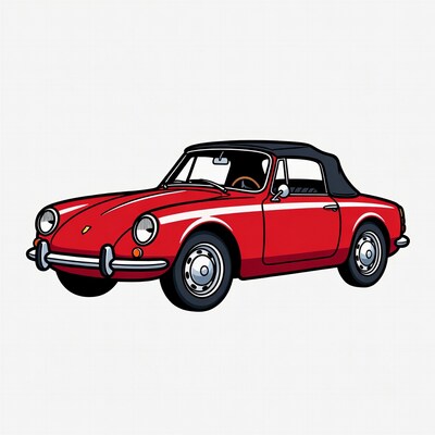 Red Convertible Sports Car Illustration