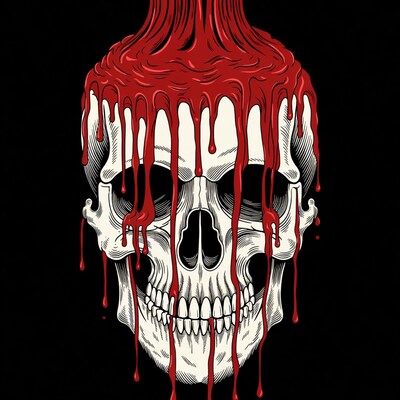 Skull Dripping Red Blood