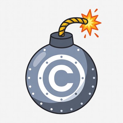 Copyright Bomb with Lit Fuse