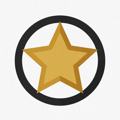 Gold star in black circle