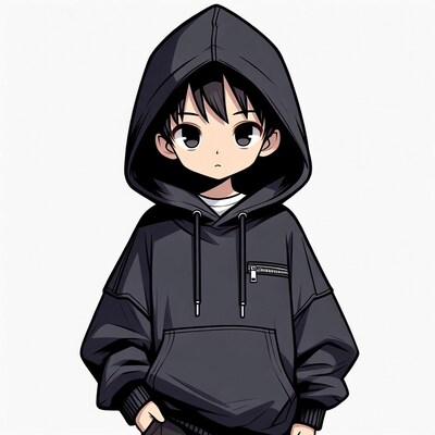 Anime boy in black hoodie