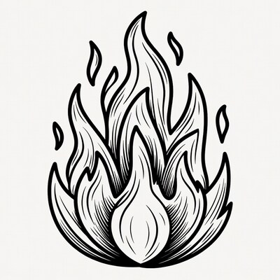 Black and white flame illustration