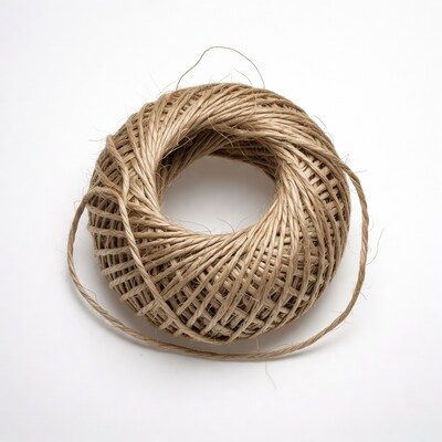Coiled Twine Ball on White Background