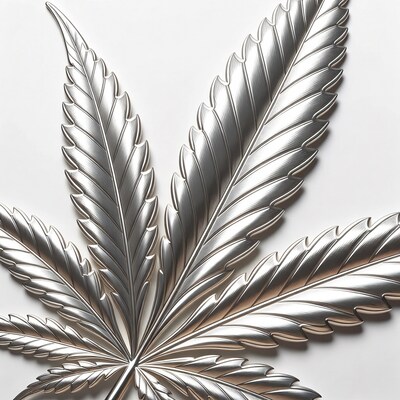 Silver Metallic Cannabis Leaf