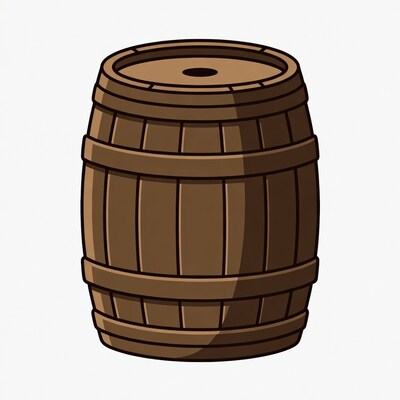 Cartoon wooden barrel isolated