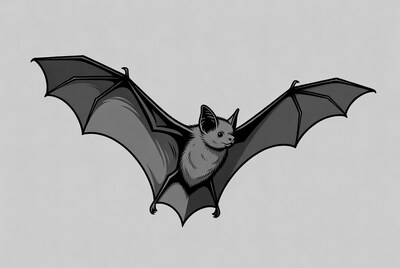 Bat with wings spread