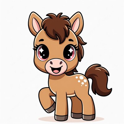 Cute cartoon baby horse