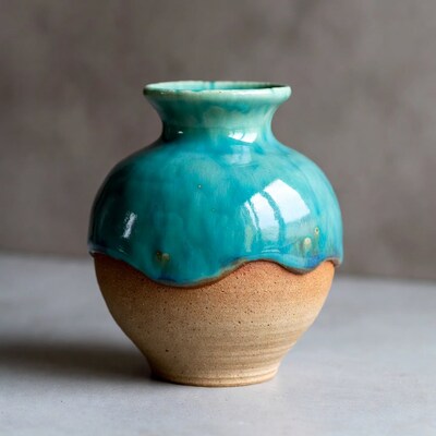 Teal Glazed Ceramic Vase