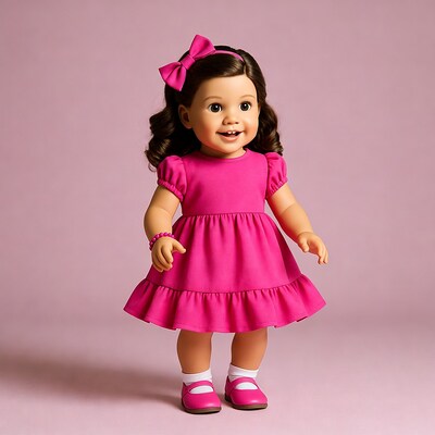 American Girl doll in pink dress