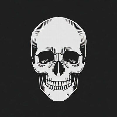 White Skull on Black Background