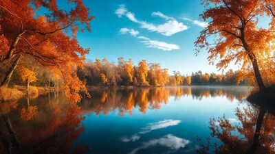 Autumn Trees Reflecting in Lake