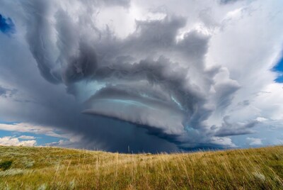 Massive Supercell Cloud Over Grassland