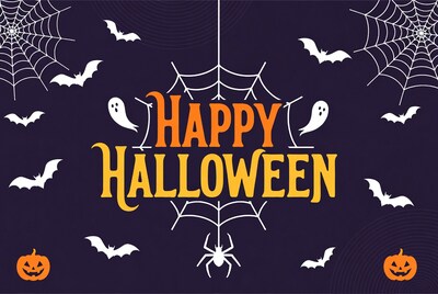 Happy Halloween illustration with bats ghosts