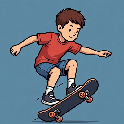 Boy skateboarding in air