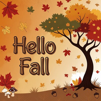 Hello Fall Autumn Illustration