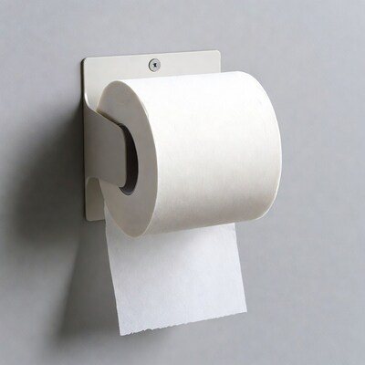 White toilet paper on wall holder