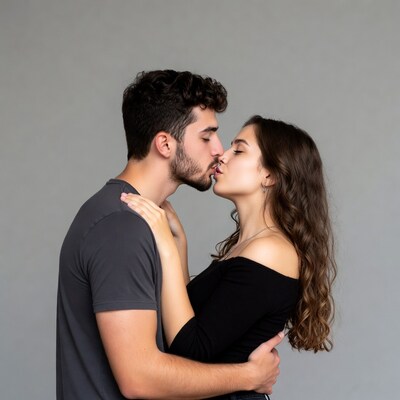 Young couple kissing passionately