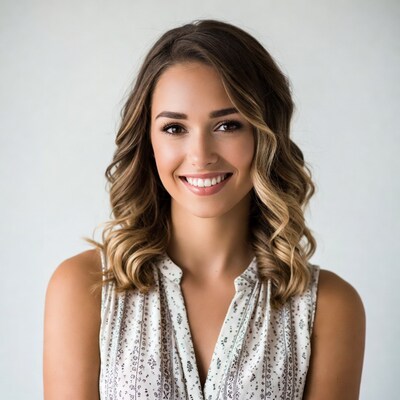 Smiling woman with balayage hair