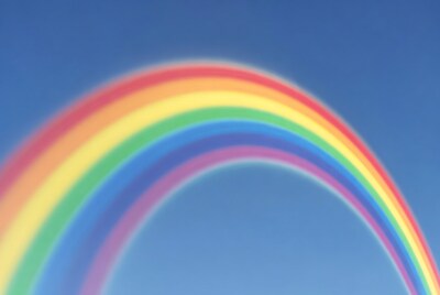 Colorful Rainbow in Blue Sky