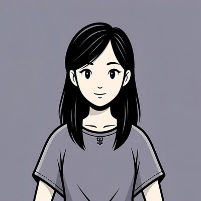 Anime girl with long black hair