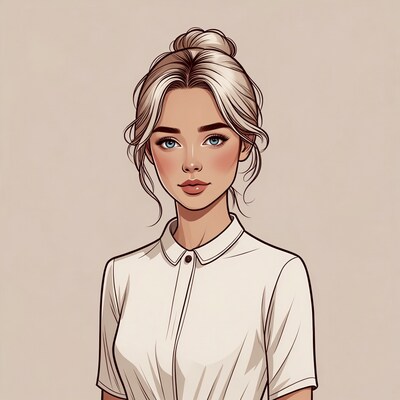 Blonde woman in white shirt illustration