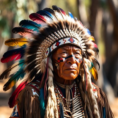 Native American chief in war bonnet