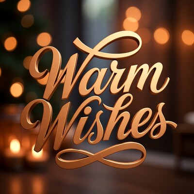 Warm Wishes Gold Text Christmas