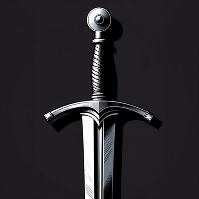 Medieval Sword on Black Background