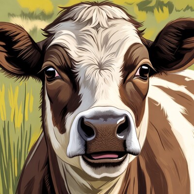 Holstein Cow Closeup in Grass