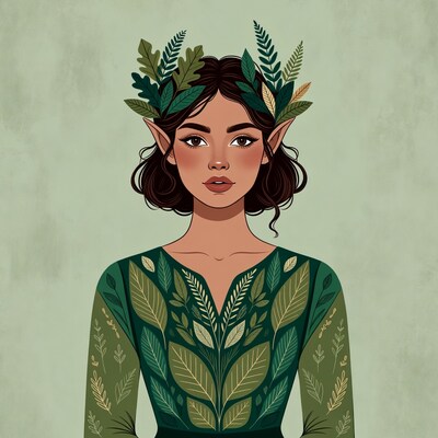 Elf woman with leaf crown