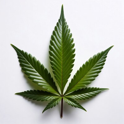 Cannabis leaf on white background