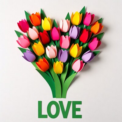 Paper Tulip Heart with LOVE