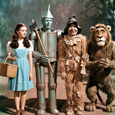 Dorothy with Scarecrow Tin Man Cowardly Lion