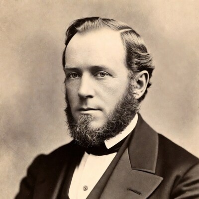 Victorian man with beard and suit