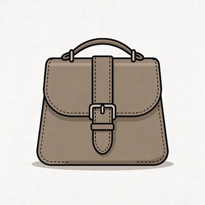 Brown leather handbag illustration