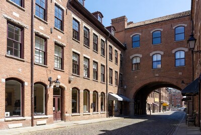 Historic Brick Buildings on Cobblestone Alley