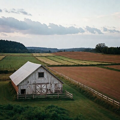 Old Barn in Rolling Farmlands