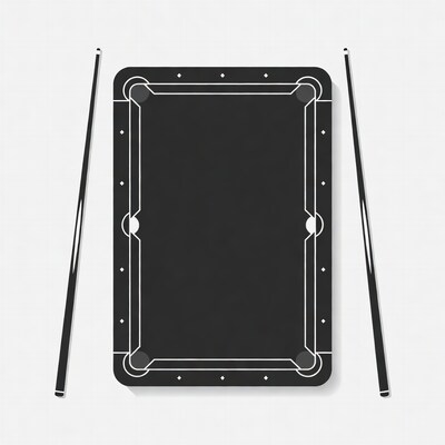 Pool table with cue sticks