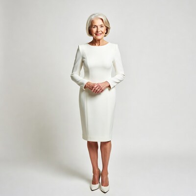 Elderly woman in white dress