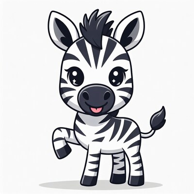 Cute cartoon baby zebra waving