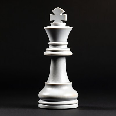White Chess King on Black Background