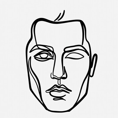 Line Art Male Face Illustration