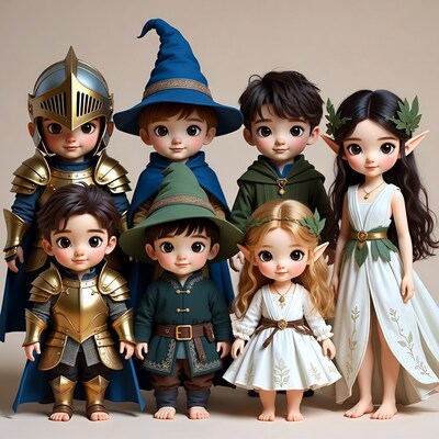 Fantasy Children Group in Costumes