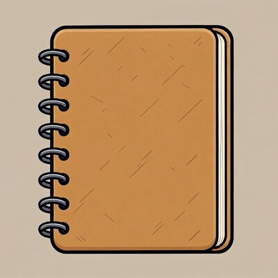 Brown spiral notebook illustration