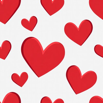 Red Hearts Pattern on White