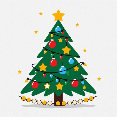 Decorated Christmas Tree Illustration